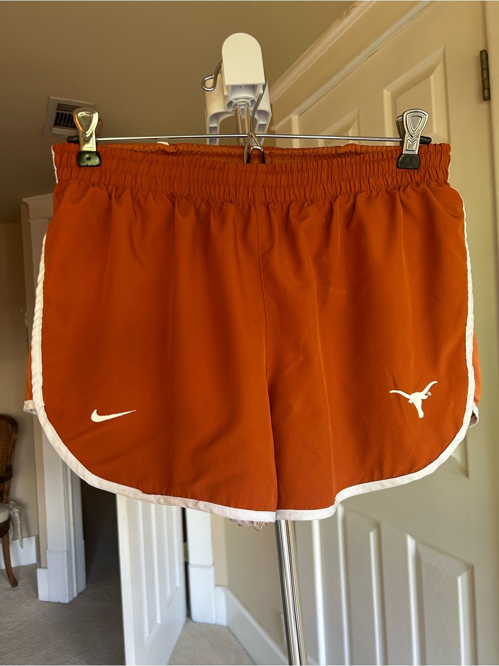 Nike Women's Orange Athletic Shorts with White Piping. Great condition Small
